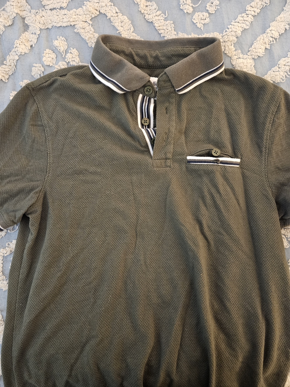 Goodfellow & Co Olive Green Polo with Stripe Trim Goodfellow Small